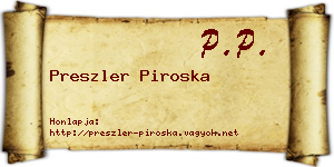 Preszler Piroska névjegykártya